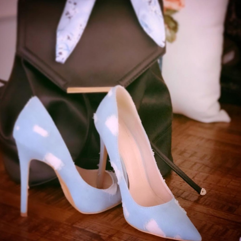 Distressed Denim Stiletto Pumps